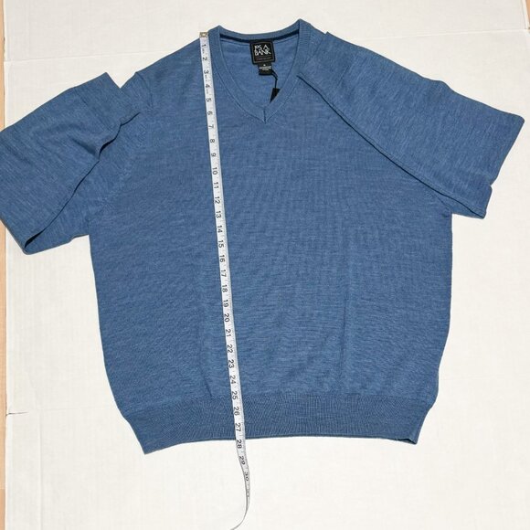 Jos A Bank NWT Sz XL Blue 70 Traveler Collection Merino Wool V-Neck Sweater - Picture 9 of 11